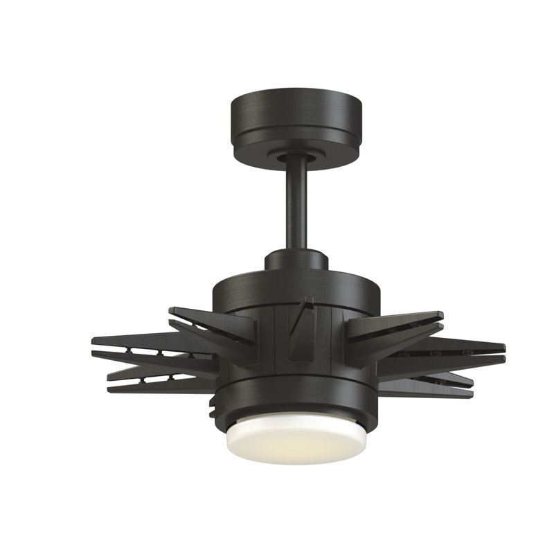 Odyn Indoor/Outdoor Custom Ceiling Fan DC Motor- Dark Bronze with LED Light Kit, Dark Bronze