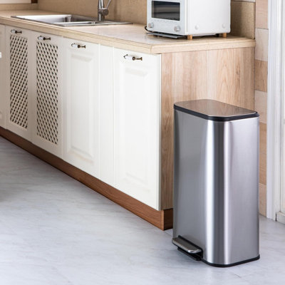 Poubelles en acier inoxydable pour la cuisine, poubelle avec couvercle, pédale de 20 L avec couvercle à fermeture en douceur et seau intérieur pour la cuisine, le bureau à domicile, la chambre à coucher et le salon