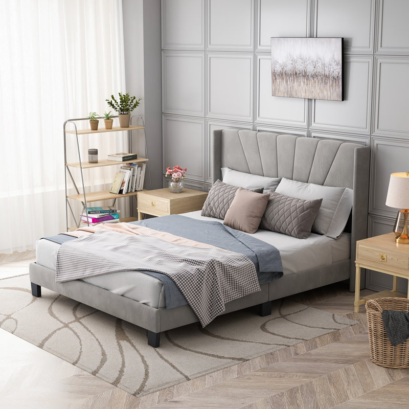 Knorring Upholstered Platform Bed, Gray