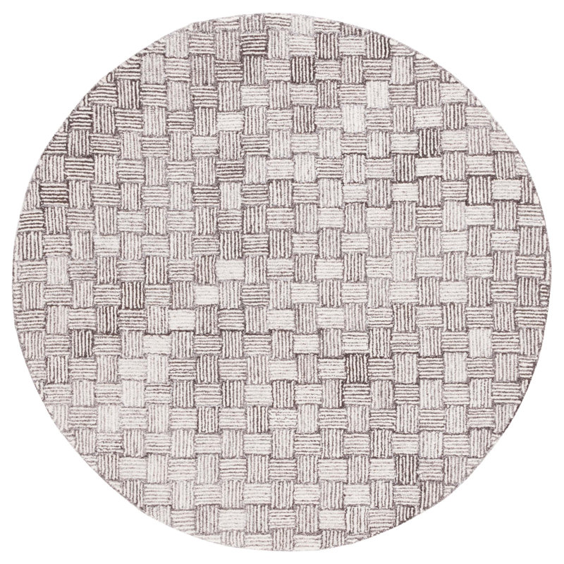 Tapis en coton touffeté à la main Trashonda, Rond 5 pi