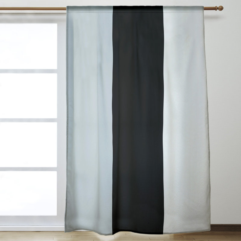 New York Big Sateen Room Darkening Curtain Single Panel, 53" W x 87" L, Silver/Black/White
