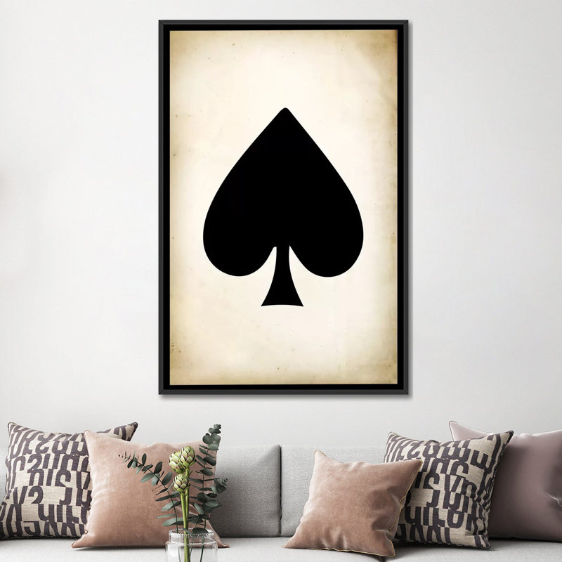 « card ii pique », impression sur toile, H 26 po x l 18 po x P 1,5 po, Toile avec cadre noir, Pas de tapis