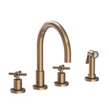 East Linear Double Handle Kitchen Faucet with Side Spray
