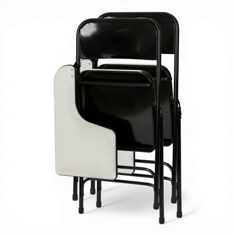 Bernadine Metal Folding Chair with Tablet Arm, Pack of 2