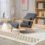 Chaise d'appoint rembourrée en bois massif de 25,6 po de largeur Mid-Century avec coussin supplémentaire-266754199