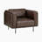 Wallas 39" Modern & Contemporary Accent Chair with Top Grain Leather, Metal Legs, High-Density Foam over Pocket Coils