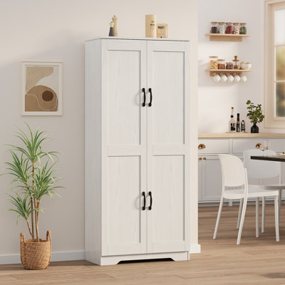 Tall Pantry Cabinet with Adjustable Shelves, 60" Freestanding Kitchen Pantry Storage Cabinet with Anti-Tip Device, MDF Cupboard for Kitchen, Bathroom, Living Room