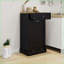 Armoires: Armoire poubelle de cuisine inclinable en MDF noir avec tiroir et amp; Compartiment | Noir | Panneau de fibres à densité moyenne