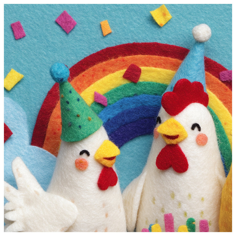 Couvertures de gâteau d'anniversaire Felt Chickens, L 50 po x H 60 po