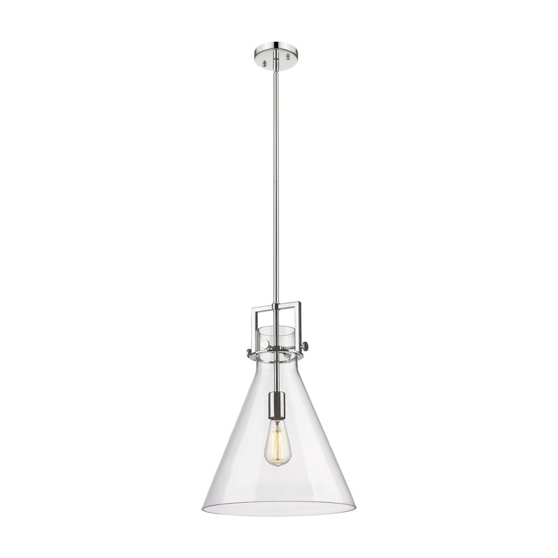 Luminaire suspendu avec tige 30 po Coterie, Transparent, H 19,13 po x l 14 po x P 14 po, Nickel poli