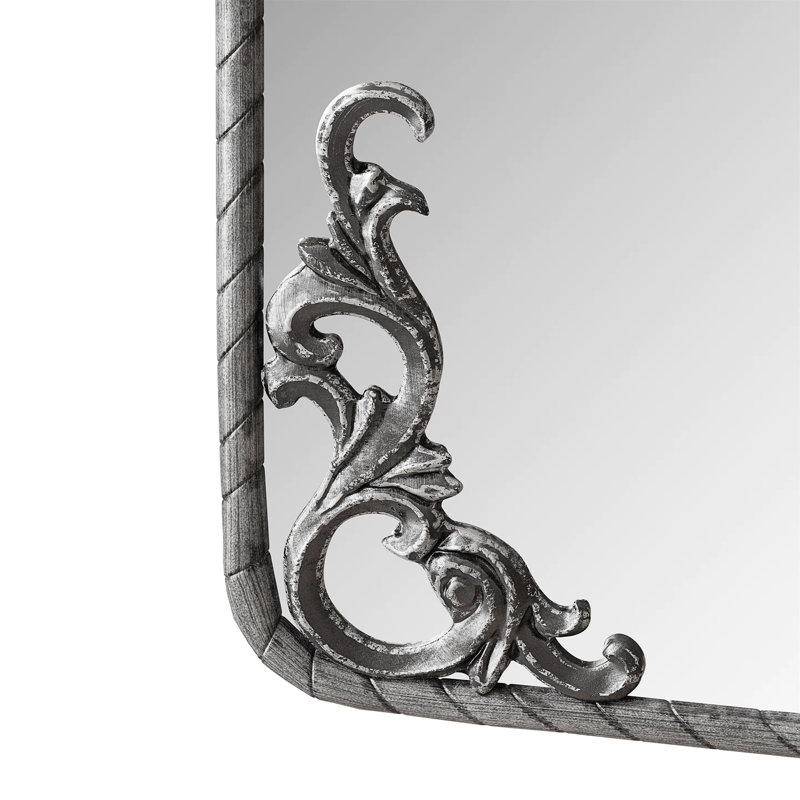 Vintage Ornate Carved Applique Full Body Mirror, Antique Silver