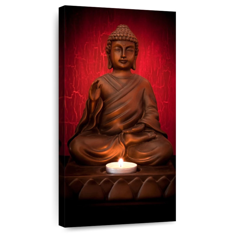 Bougie et Bouddha, H 24 po x l 12 po