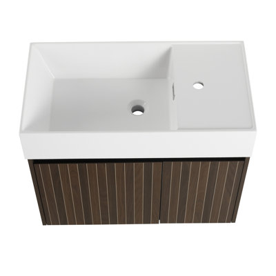 Armoire de salle de bain avec lavabo, portes à fermeture douce, conception à fixation flottante, pour petite salle de bain