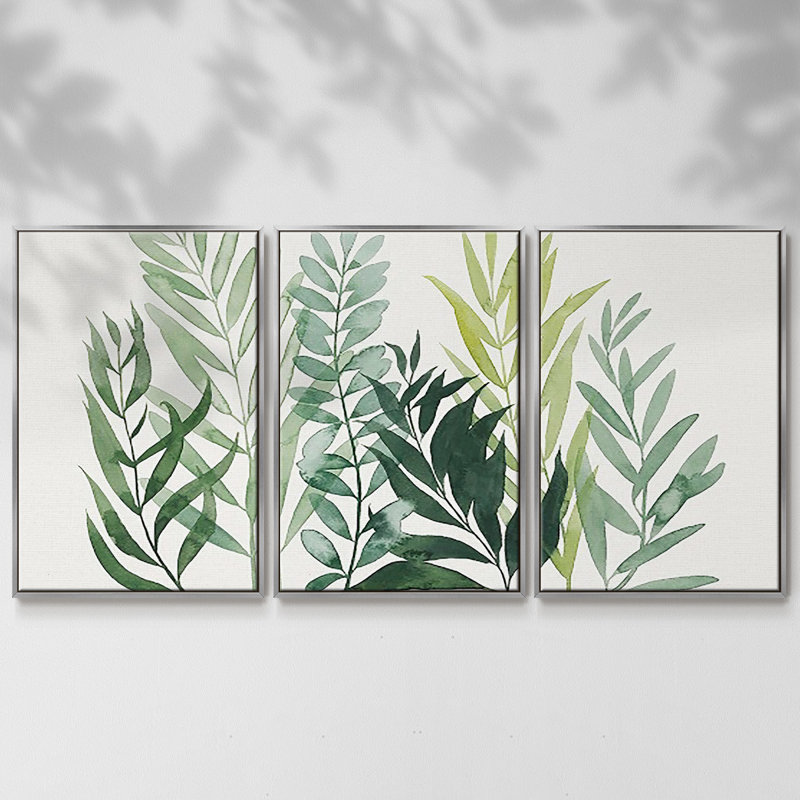 Vert Volunteers II, reproduction sur toile 3 pièces, H 40 po x l 78 po, Encadrement argenté