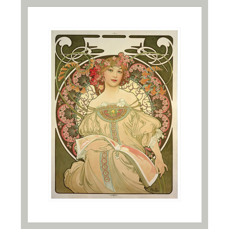 «Rêverie (1897/98)» par Alphonse Mucha, impression giclée encadrée, 21.72" H x 17.75" W