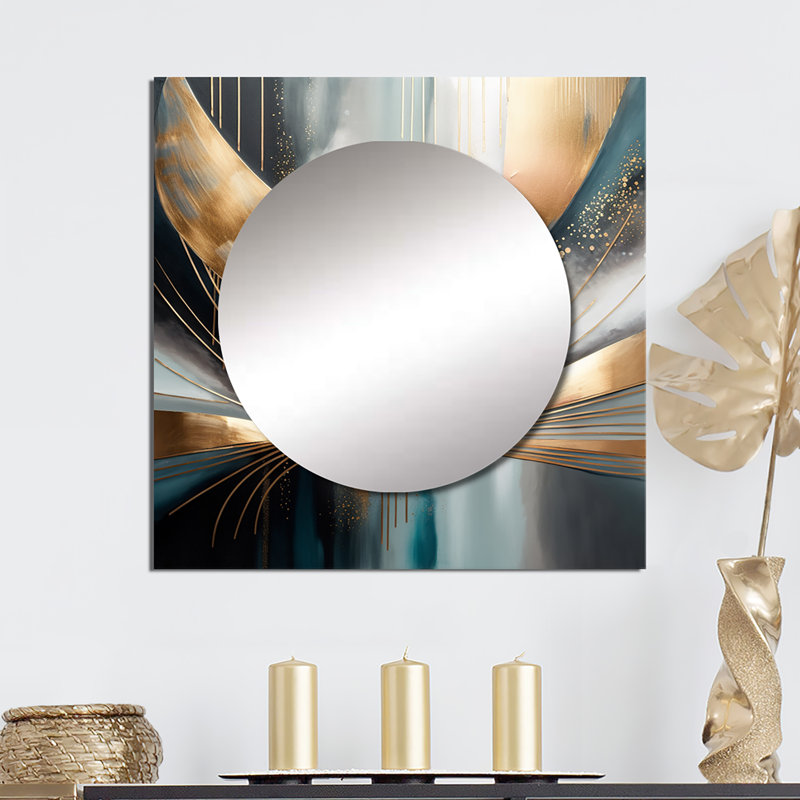 Avinaash - Abstract Marble Large Square Mirror Wall Decor For Bedroom, 23" x 23"