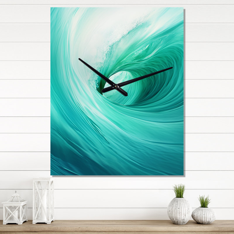 Horloge murale spirale turquoise, Grand