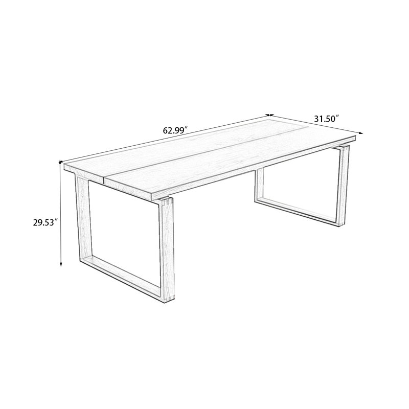 Brown Rectangular Solid Wood Dining Table, 29.53"H x 62.99"L x 31.5"W