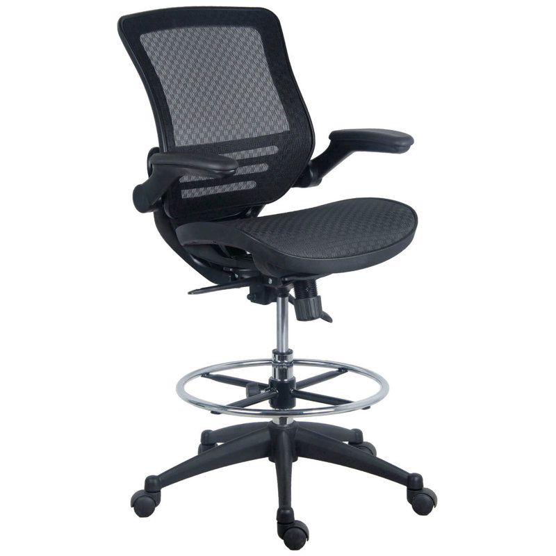 Clementina Heavy Duty Mid-Back Mesh Drafting Chair, Black