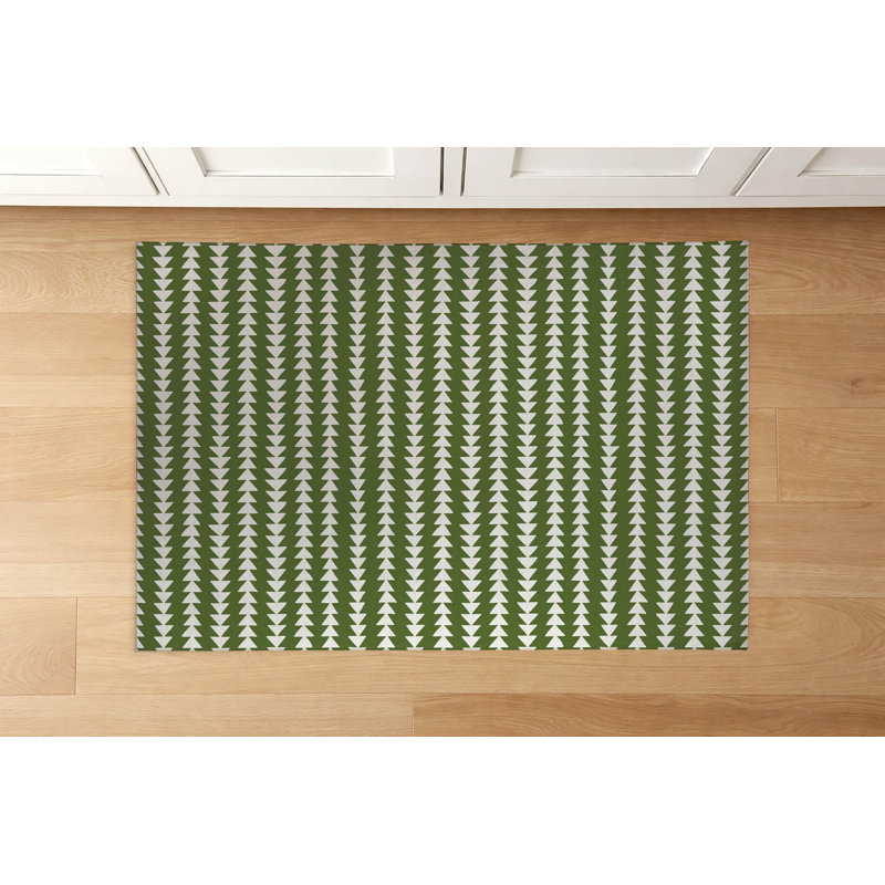 Tapis de cuisine Tribal, Vert olive, Rectangle 5 pi x 7 pi