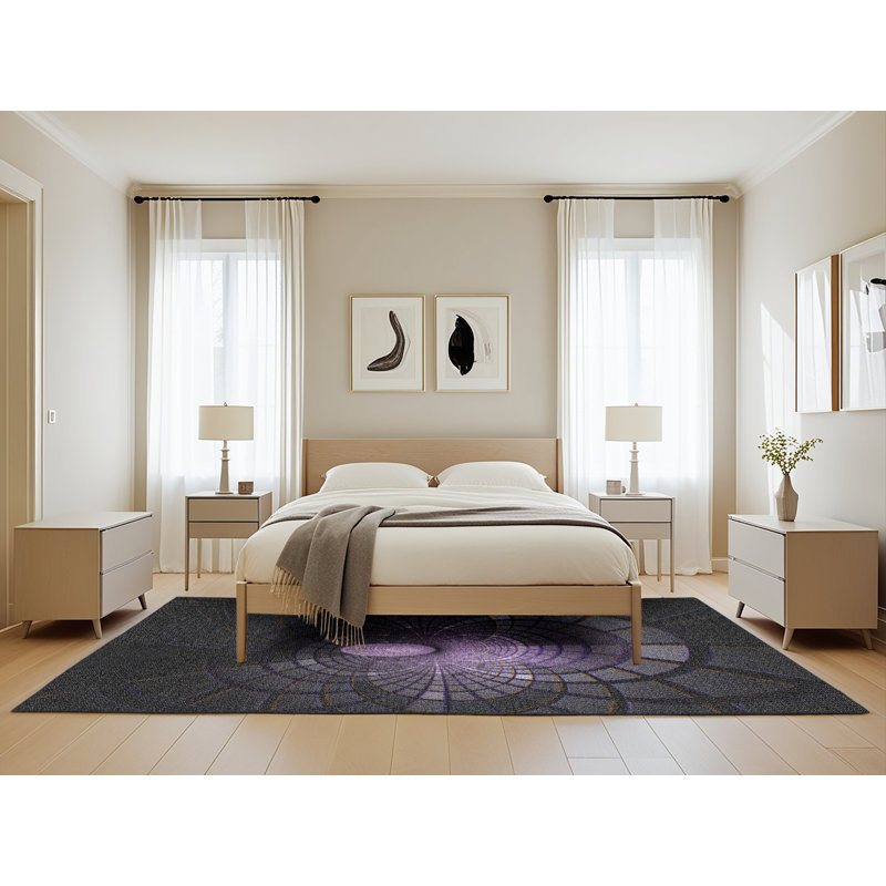 Tapis noir/zone violet Zies, Rectangle 5 pi x 8 pi