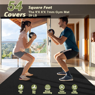 9' x 6' Large Exercise Mat, Durable Floor Mat For Home Gym, Dance, Treadmill, Garages And Basements