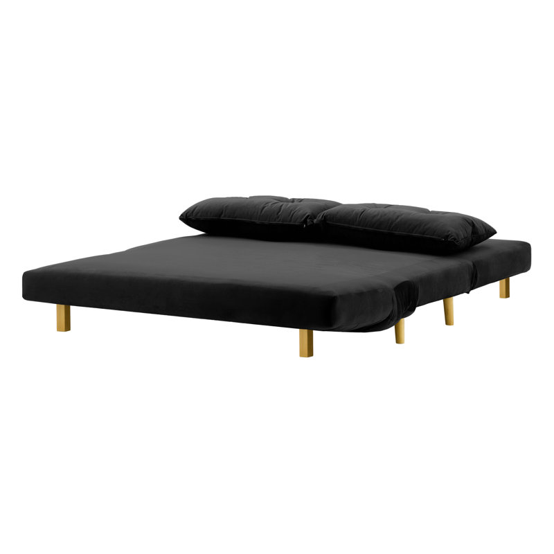 Donald 2 Seater Sofa Bed,  78cm H X 142cm W X 90cm D, Black, Light Oak