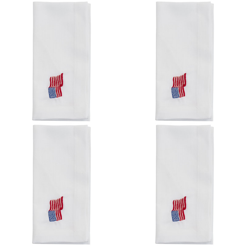 Embroidered American Flag Napkin (Set of 4) – Patriotic Americana Table Linen for Memorial Day, Fourth of July & Everyday Entertaining