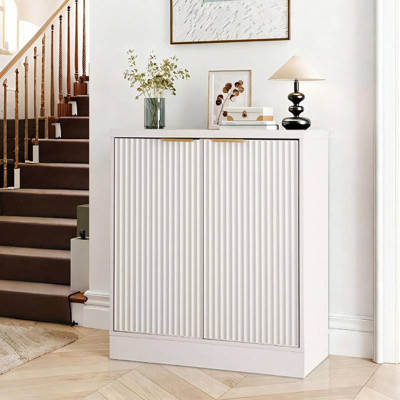 Buffet en bois 28,3 po avec 2 portes, Blanc