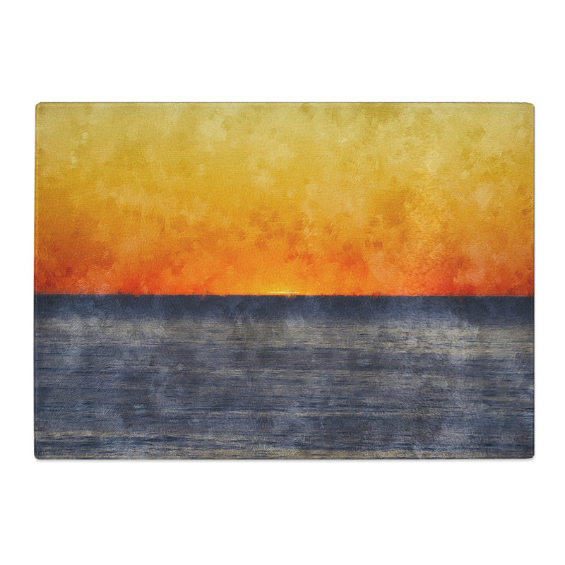 Tempered Glass a Sunset Painting Chopping Board, 28.5 cm x 39 cm