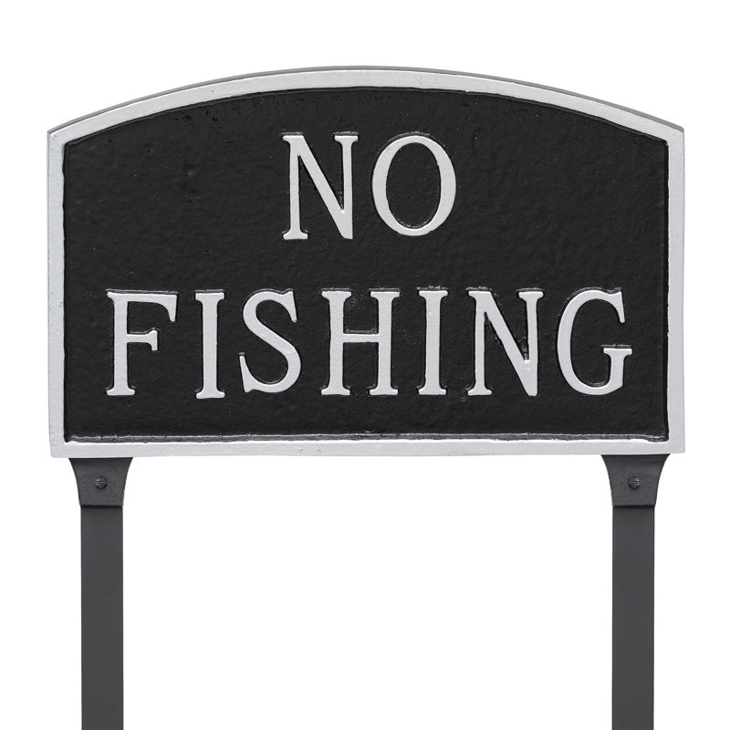 Enseigne de jardin à motif de pêche, Noir / argent