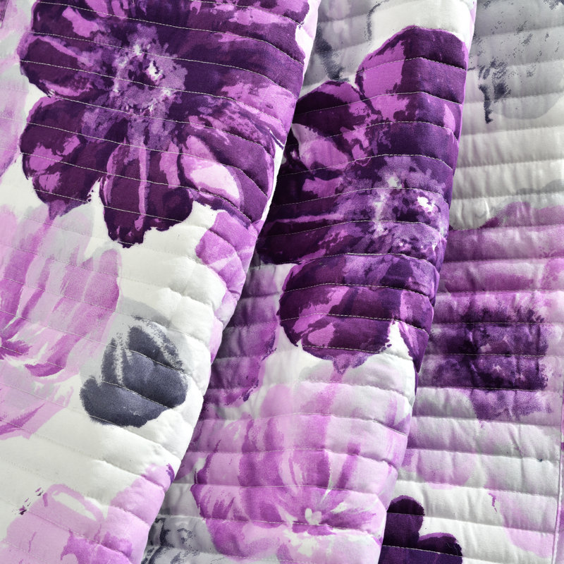 Jeté réversible à motif floral Lush Decor Leah, Gris / Mauve