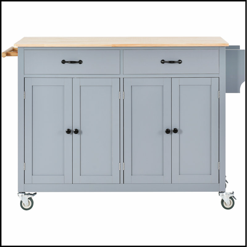 Chariot pour îlot de cuisine avec plateau en bois massif et roulettes verrouillables, pour un rangement supplémentaire et une utilisation polyvalente dans toute cuisine.