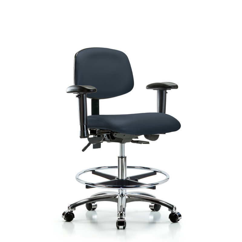 Aliya Vinyl Drafting Chair, Casters, Imperial Blue, Included