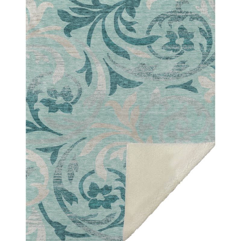 Jeté Sherpa ASB764, Teal Floral 3
