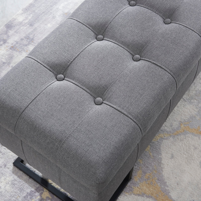 Repose-pieds avec rangement Noorlander, Noir, 100 % polyester gris