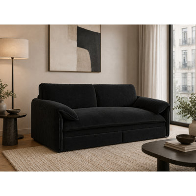 66" Wide 3-in-1 Convertible Velvet Sleeper Sofa with Queen-Size Pull-Out Bed and Side Storage