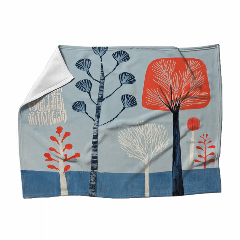 Jeté en molleton Trees - Jetés nature pour canapés ou lits, L 68 po x H 80 po