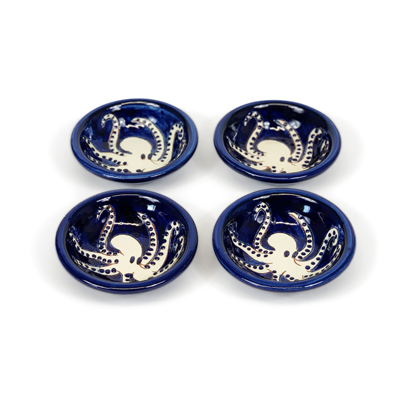 Calliope 80ml Handmade Ceramic Dessert Bowl, Blue/Black/White
