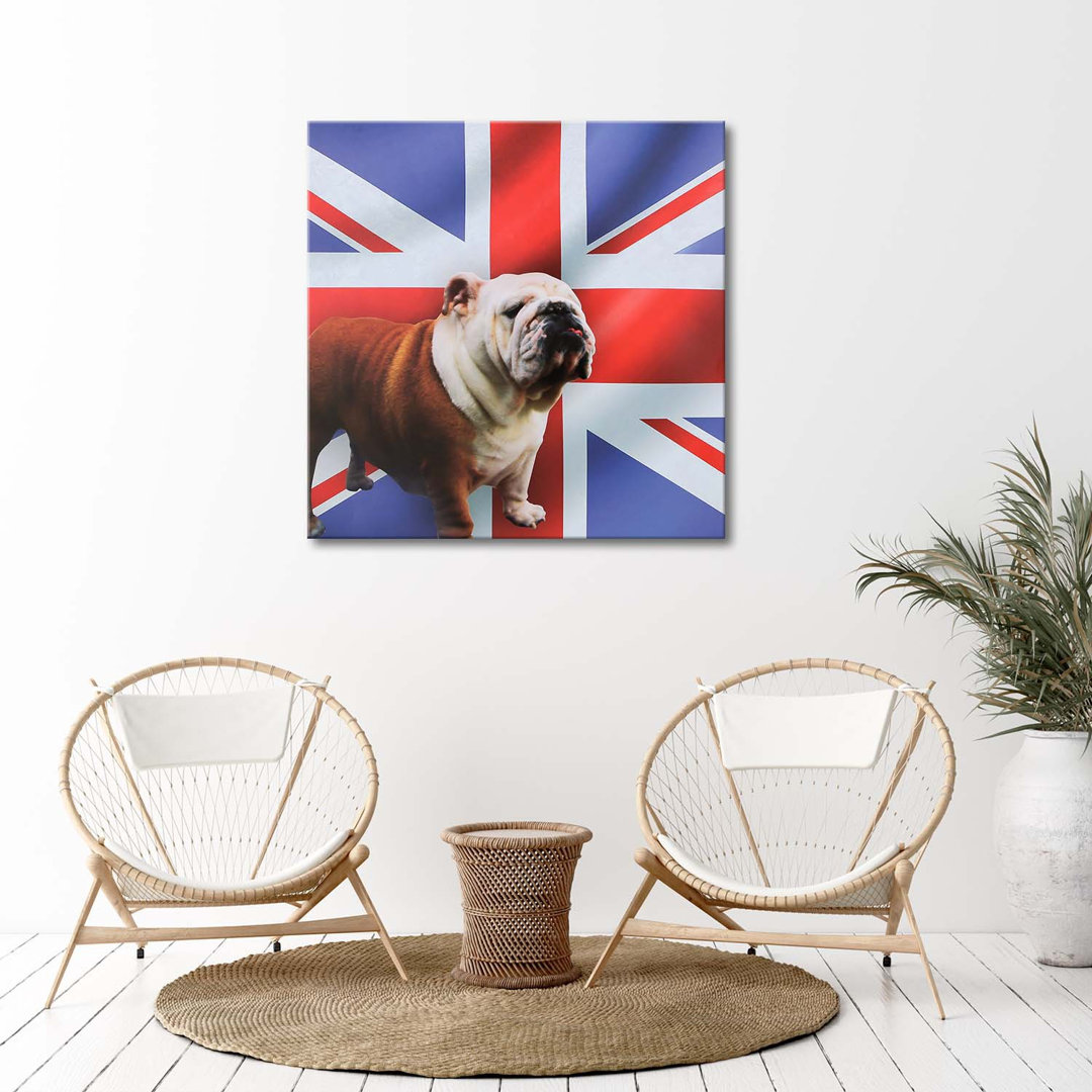 Leinwandbild Bulldog Dog English Flag