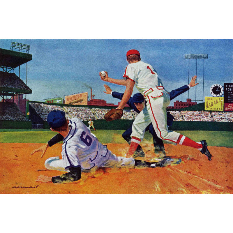 "the umpire was a rookie" par paul nonnast, reproduction d’art sur toile tendue, H 20 po x l 30 po x P 1,5 po
