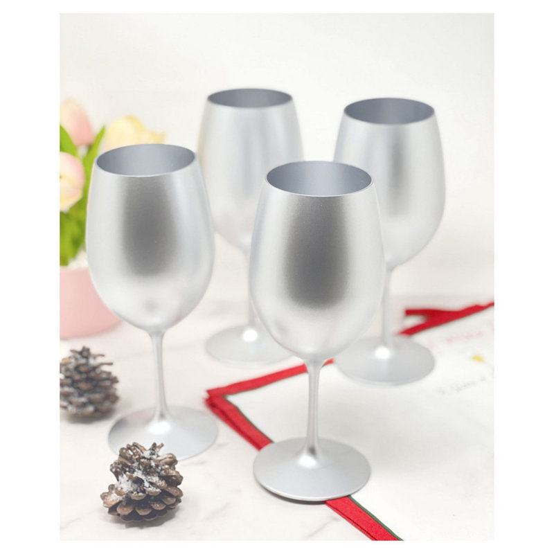 Verres à vin en plastique métalliques, Argent argent, 20 oz liq.