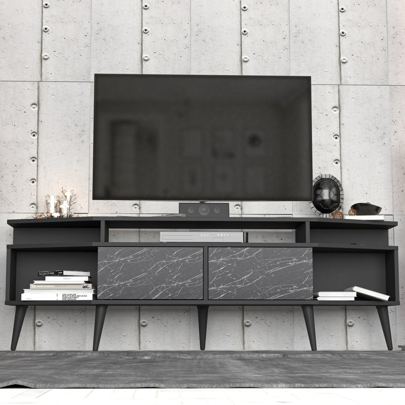 Garces Unfinished TV Stand for TVs up to 70", Black/Bendire