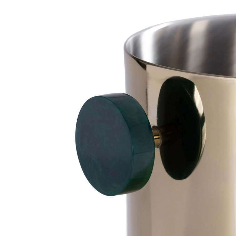 Seau à glace en acier inoxydable Gomez, Or avec accent vert