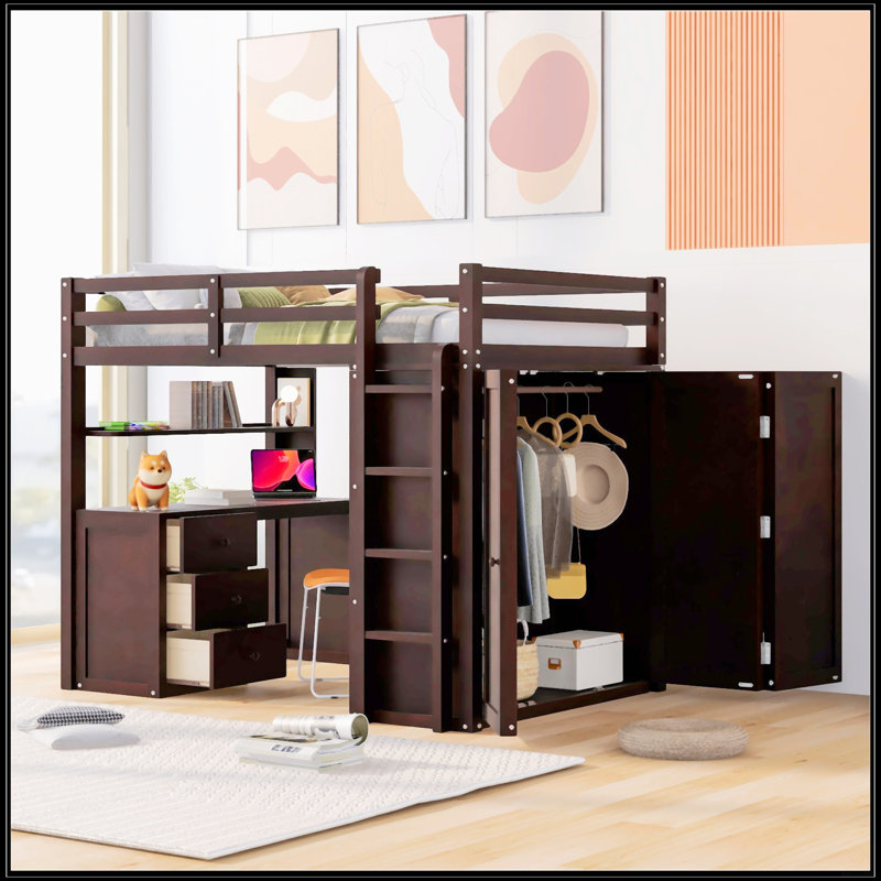 Full Size Loft Bed With Drawers