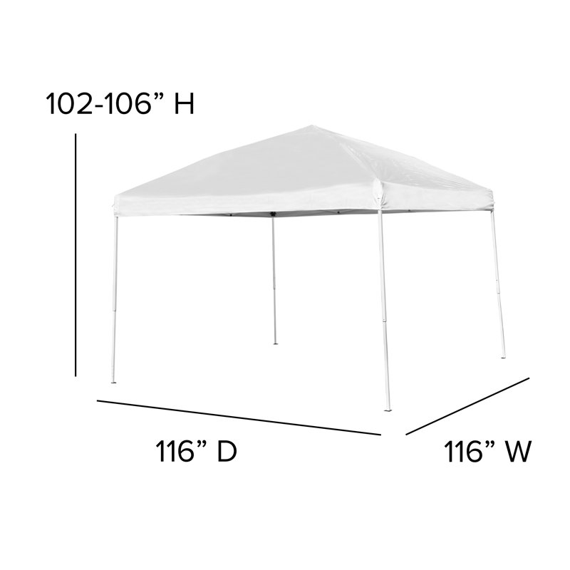 Lennon 8' x 8' Pop Up Canopy Tent and 6 Ft. Bi-Fold Table with Carrying Handle, White, 116" W x 116" D