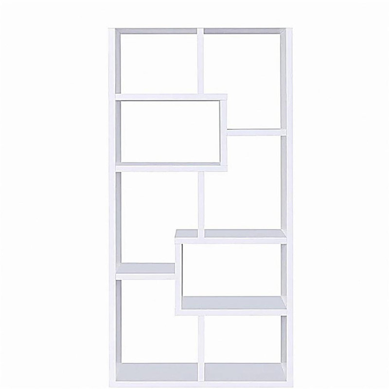 Bibliothèque géométrique rectangulaire à 10 tablettes multiples, Blanc