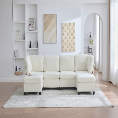 United We Win Modular Sectional Sofa: Freely Combinable 6-Seat Convertible Sectionals With Chaise, U Shaped Oversized Sectional Couches With Storage Ottoman For Home Apartment Office