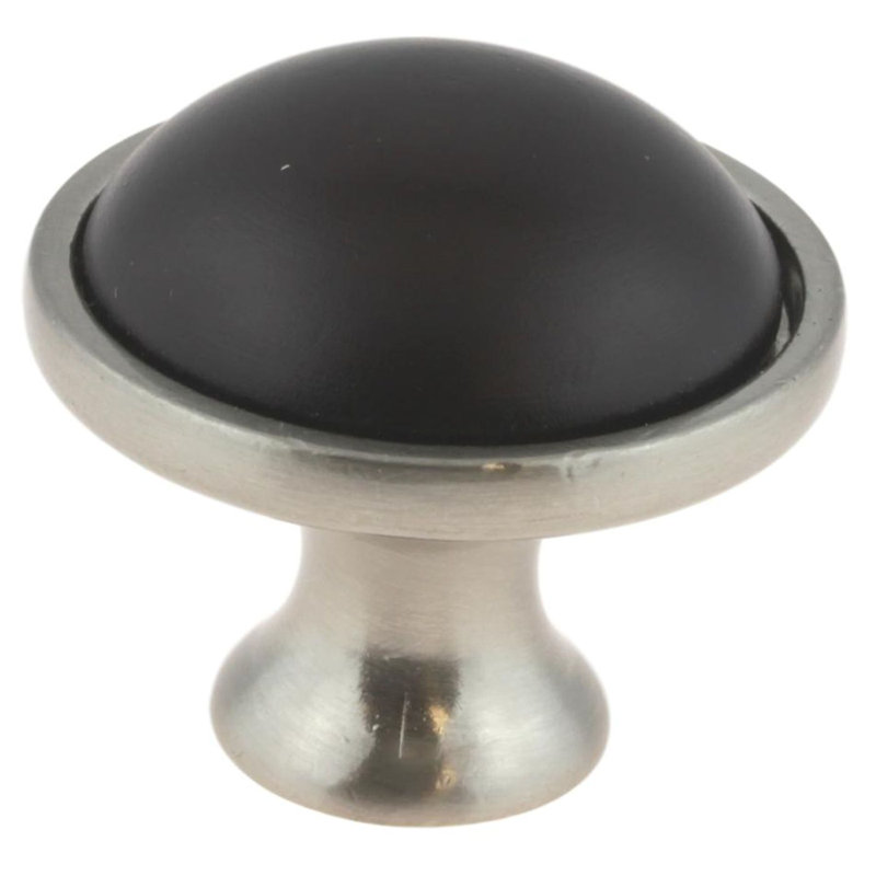 (5 Pack) 1-3/8 inch Espresso Wood Insert Knob Satin Nickel