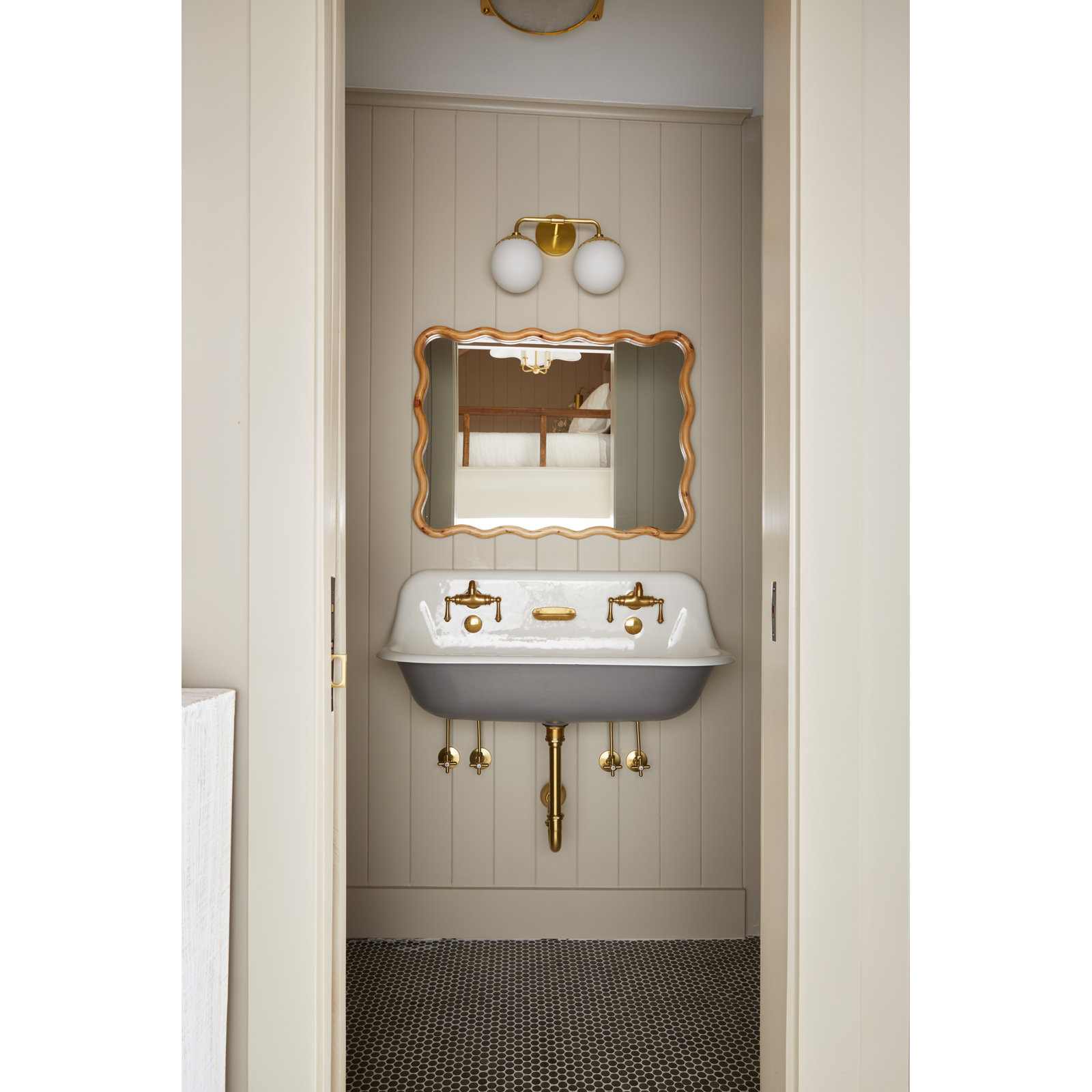 Deniaud 2 Light Vanity Light, Aged Brass